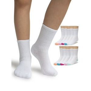 New Wonder Nation Girls Cushioned Crew Socks 3 Pack Size S 6-10.5